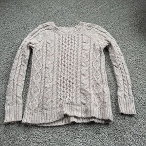 American Eagle Blush Pink Sparkly Cable Knit Sweater Size Medium